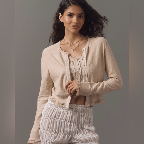 Anthropologie Sweaters - Anthropologie Lace Trim Cardigan